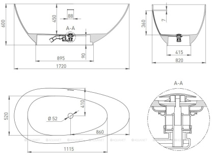 Ванна из искусственного камня PAOLA 172,101512G