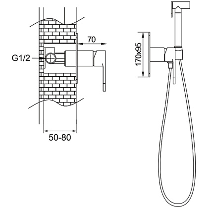 Гигиенический душ со смесителем Rose R205, хром Гигиенический душ со смесителем Rose R205, хром