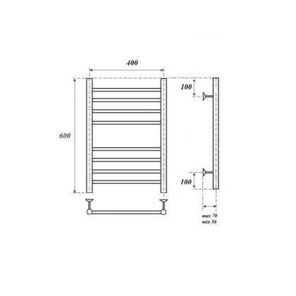 Полотенцесушитель электрический Point Аврора PN10146SE П8 400x600 левый/правый, хром Полотенцесушитель электрический Point Аврора PN10146SE П8 400x600 левый/правый, хром