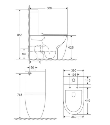 Унитаз-компакт Point Сатурн безободковый, белый, сиденье дюропласт микролифт быстросъем., PN42901