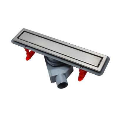 13100002 Линейный трап 450 мм CONFLUO PREMIUM LINE двухсторонняя модель Исполнение: матовый хром без перфорации/полая под плитку, рамка - матовый хром 