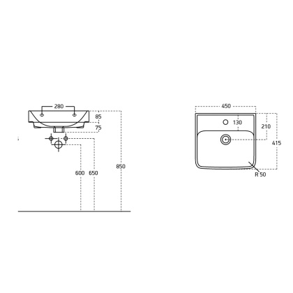 Раковина керамическая "NEON 45" 