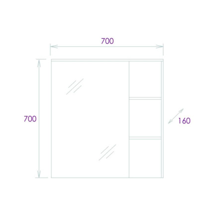 Шкаф-зеркало Onika Легран 70 дуб галифакс, универсальный