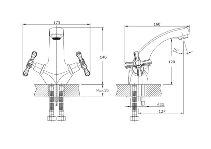 Смеситель для умывальника RUSH Bianki (BI7650-11) Смеситель для умывальника RUSH Bianki (BI7650-11)