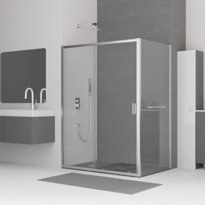 Душевой уголок 130*100*185 RGW CL-48-1 (CL-14+Z-060-1) Прямоуг./Хром/Прозрачное/5 мм (Easy)