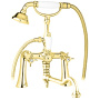 LORD-PBV2-03/24-Bi Смеситель на борт ванны с поворотным изливом и ручным душем Исполнение: Золото 24 карат, Ручки: Белый 