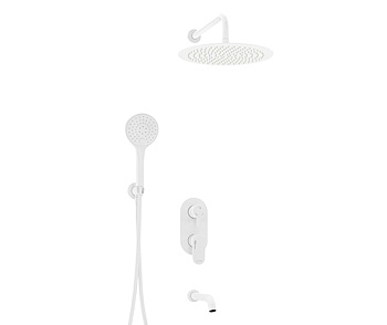A85161 Встраиваемый комплект для ванны с верхней душевой насадкой, белыйи изливом Wasserkraft