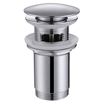 Донный клапан ABBER AF0010 с переливом, клик-клак, хром