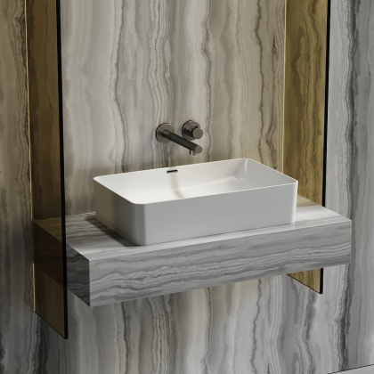 Умывальник чаша накладная прямоугольная со сливом переливом Element 605*385*140мм