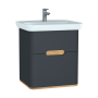 Шкаф  Sento с раковиной, с 2 ящиками, 65 см, с LED подсветкой, цвет матовый антрацит ( ножки 61069 заказываются отдельно )
