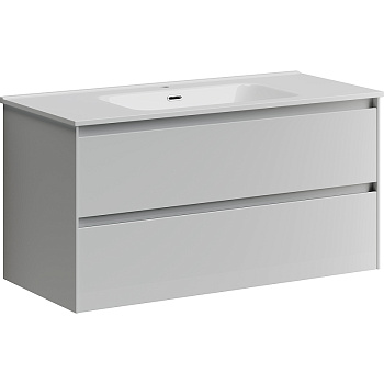 Тумба подвесная SANCOS Cento 990х450х500, c двумя ящиками оснащенными доводчиками, белый глянец, арт.CN100W Тумба подвесная SANCOS Cento 990х450х500, c двумя ящиками оснащенными доводчиками, белый глянец, арт.CN100W