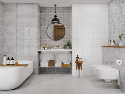 Плитка Meissen Keramik Lissabon квадраты серый рельеф 25x75 LBU093 Плитка Meissen Keramik Lissabon квадраты серый рельеф 25x75 LBU093