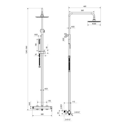 Система для душа наружного монтажа EXCELLENT Rain Pi AREX.1281WH (белый мат)