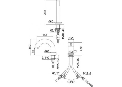 Смеситель на борт ванны Paffoni Light LIG047BO Смеситель на борт ванны Paffoni Light LIG047BO