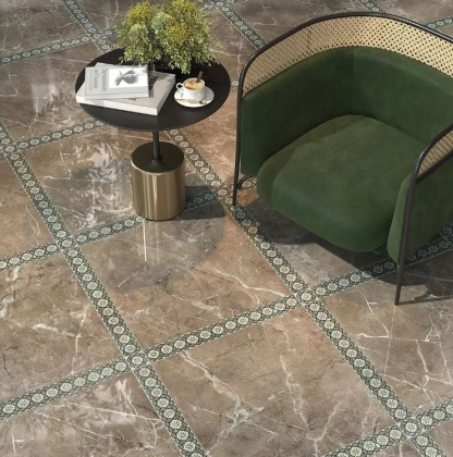 Вставка OS\A283\SG606220RL Серенада 1 бежевый/зеленый 7,2см*7,2см*9мм (1уп/9шт/)Лаппатированный, шт