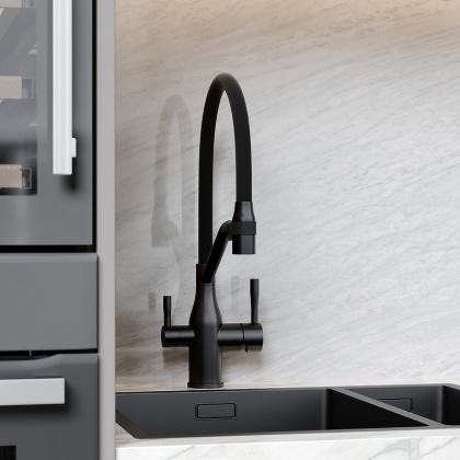 Смеситель для кухни SANCOS Orta с возможностью подключения фильтра для воды, цвет матовый черный, арт. SC4008MB