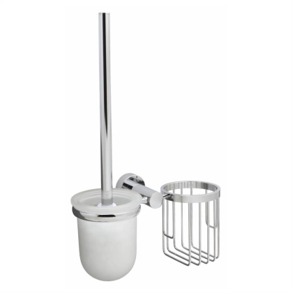Держатель освежителя и щетки для унитаза Donau, 24х37х11 см, хром и белый, K-9435