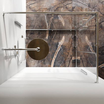 W84G-403-12090-MТ Душевое ограждение Func Square Slide 120х90, мат Хром, прозрачное