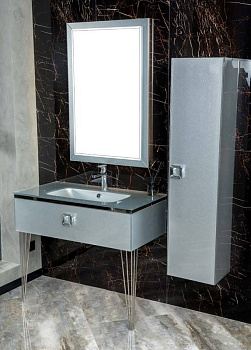 Столешница стекло 100см моноблок Серебро Lucido