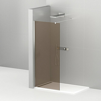 LIBERTA-L-1-110-120-BR-Cr Душевая перегородка с односторонним входом, стекло бронза, профиль хром, 1100x1200x1950 мм