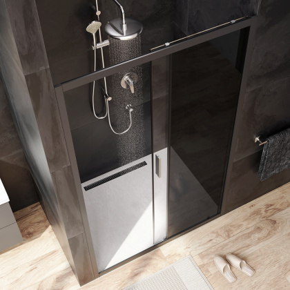 W90G-120-1-195BG Gem Solo Дверь душевая 120х195, стекло тонированное, профиль Черный матовый