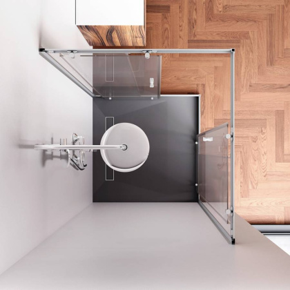 W87G-403-100100-MT Sunny Душевое ограждание квадратное, раздвижные двери 100x100 серебро,стекло прозрачное