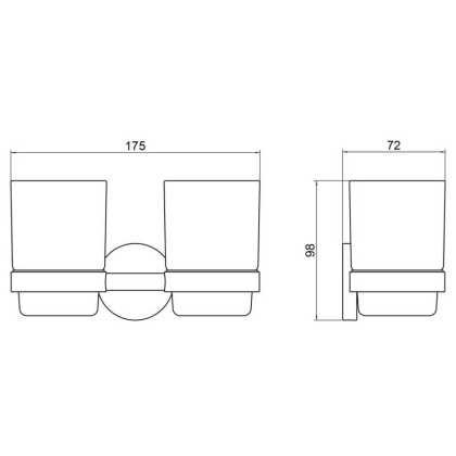 Стакан для зубных щеток двойной Timo Saona 13034/03 черный матовый
