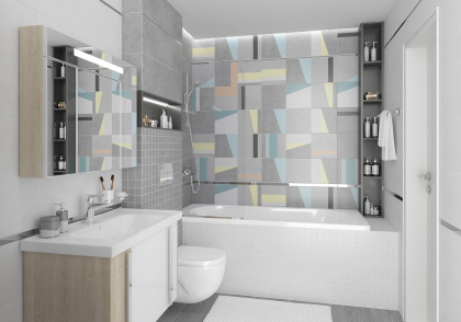 Мозаика Cement белый 30х30,шт.