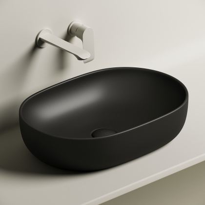 Умывальник чаша накладная овальная (цвет Черный Матовый) Element 600*415*135мм