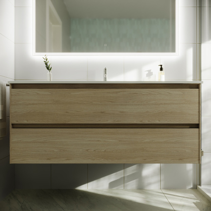 Тумба подвесная SANCOS Cento 1190х450х500, c двумя ящиками оснащенными доводчиками, карпатская ель, арт. CN120-1KE Тумба подвесная SANCOS Cento 1190х450х500, c двумя ящиками оснащенными доводчиками, карпатская ель, арт. CN120-1KE