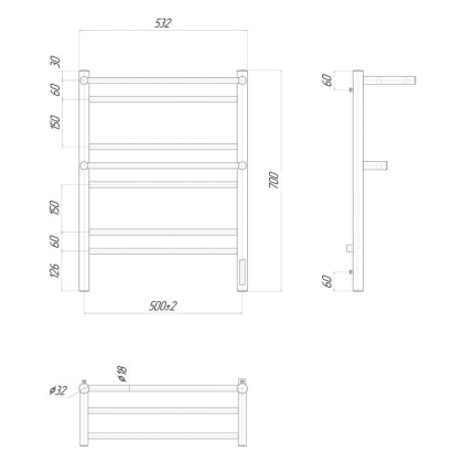 Полотенцесушитель электрический Lemark Pramen LM33707Z П7 500x700, диммер справа, хром Полотенцесушитель электрический Lemark Pramen LM33707Z П7 500x700, диммер справа, хром