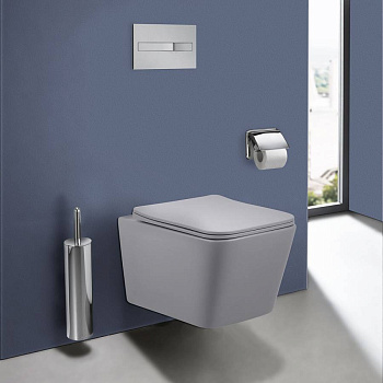 Унитаз подвесной Q-Line VT1-12MG безободковый, цвет матовый серый, ультратонкое сиденье soft-close