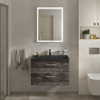 Тумба с раковиной подвесная  BelBagno AURORA 80 Rovere Nebrasca Nature, раковина белая