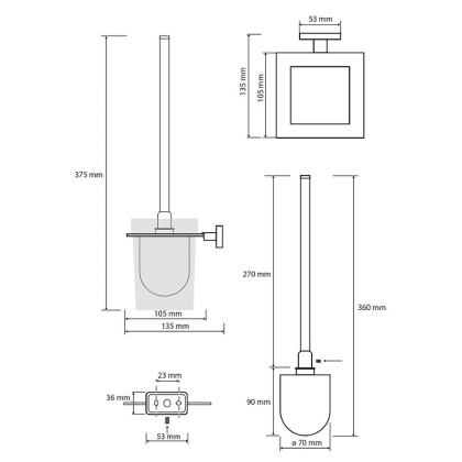 Ёршик, подвесной (стекло), щётка белая