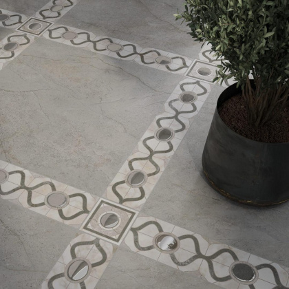 Вставка OS\A307\SG1609N Кантата белый,серый 7,7см*7,7см*8мм (1уп/50шт/)матовый, шт