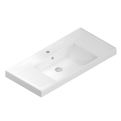 Раковина CUBO подвесная/мебельная 100, белая глянцевая