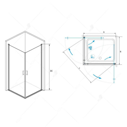 Душевой уголок RGW Leipzig LE-30 80x80 профиль Хром стекло прозрачное