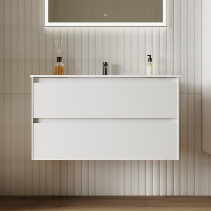 Тумба подвесная SANCOS Cento 890х450х500, c двумя ящиками оснащенными доводчиками, белый глянец, арт. CN90W Тумба подвесная SANCOS Cento 890х450х500, c двумя ящиками оснащенными доводчиками, белый глянец, арт. CN90W