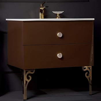 Тумба 80см*43,5 DARK BROWN (керам.моноблок) 830-080-DB Boheme