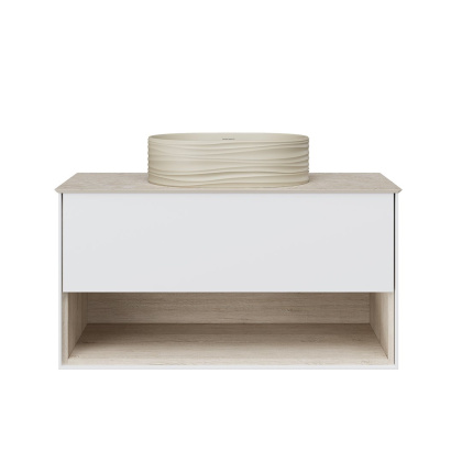 Тумба PLAZA Modern подвесная с ящиком и полкой 100, белая PLB.M.100.1\WHT