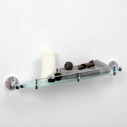 Полка стеклянная Regen с бортиком, 61х6х11,7 см, хром,  K-6944