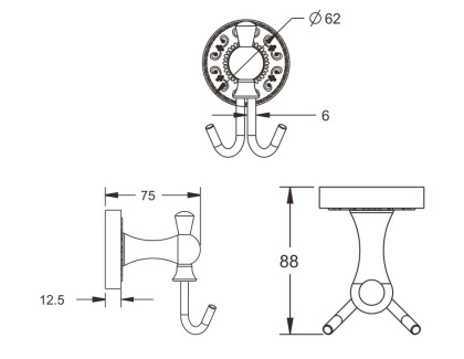 Крючок двойной, RG1021Q Rose, Бронза Крючок двойной, RG1021Q Rose, Бронза