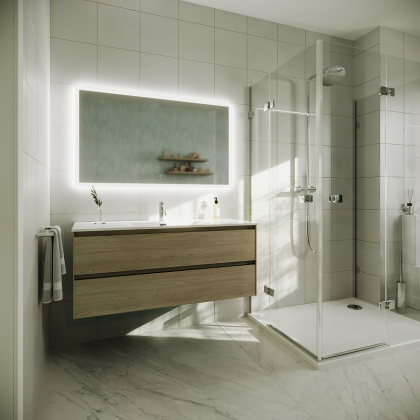 Тумба подвесная SANCOS Cento 1190х450х500, c двумя ящиками оснащенными доводчиками, карпатская ель, арт. CN120-1KE Тумба подвесная SANCOS Cento 1190х450х500, c двумя ящиками оснащенными доводчиками, карпатская ель, арт. CN120-1KE