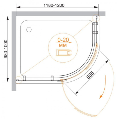 BERGAMO-W-RH-1-120/100-ARCO-C-Cr-L-IV Душевой уголок