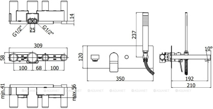 Смеситель для ванны с душем Paffoni Tilt TI001BO (с внутренней частью) Смеситель для ванны с душем Paffoni Tilt TI001BO (с внутренней частью)