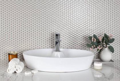 Керамическая мозаика, Penny Round Grey Glossy, Shapes