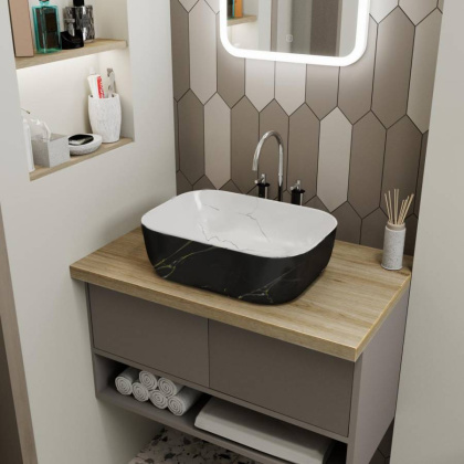 Умывальник Point Вега 46 PN43711WB прямоугольный, белый и черный