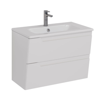 Тумба Lemark MIANO 80см под 1 раковину, подвесная, 2 ящика, цвет корпуса, фасада: Белый глянец Тумба Lemark MIANO 80см под 1 раковину, подвесная, 2 ящика, цвет корпуса, фасада: Белый глянец