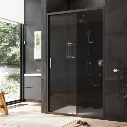W90G-120-1-195BG Gem Solo Дверь душевая 120х195, стекло тонированное, профиль Черный матовый