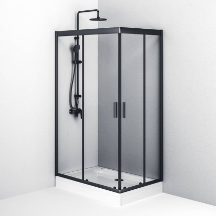 W90G-404-120280-BT Gem Twin Slide 120x80. Душевое ограждение,120x80, профиль Черный мат., стекло про